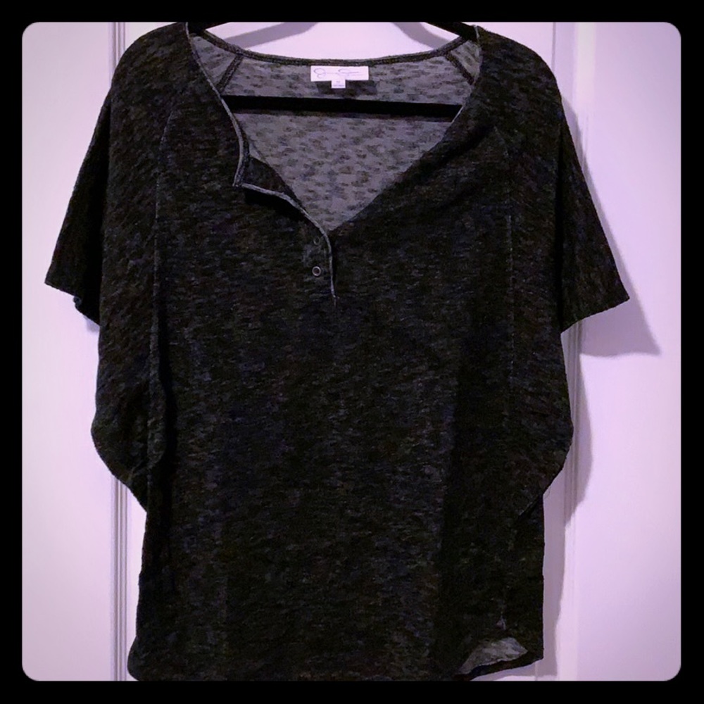 Maternity shirt sleeve poncho shirt.